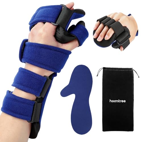 Stroke Resting Hand Splint Right&Left Resting Hand Splint with Finger Separator Functional Night Immobilizer Wrist Finger Brace for Carpel Tunnel Pain,Sprain Fracture,Tendonitis (Left,Blue) - color: Left,Blue