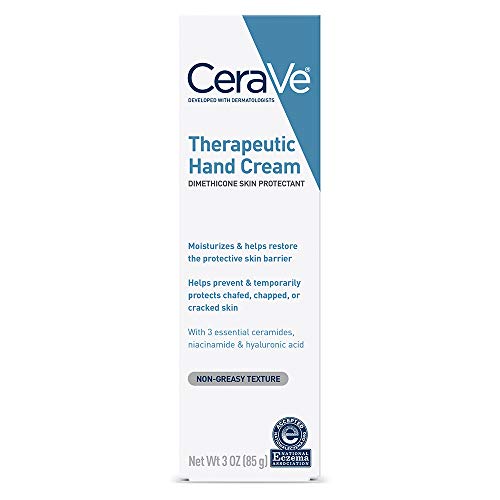 CeraVe Therapeutic Hand Cream for Dry Cracked Hands With Hyaluronic Acid and Niacinamide, Fragrance Free 3 Ounce - size: 3 Ounce (Pack of 1)