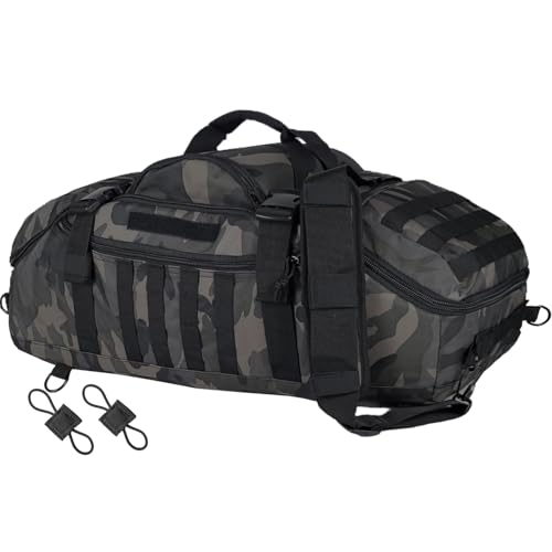 55L Large Travel Gym Duffle Bag Military Tactical Backpack, Army Pack 3 Day Bug Out Bag Rucksack for Outdoor Sport Hiking Camping with Molle System, Black Camo - color: Black Camo, size: 55L