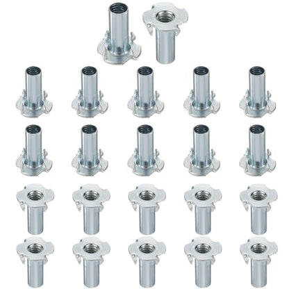 HARFINGTON 5/16x13mm T-Nuts 4 Pronged Tee Nut 0.83" x 0.51" Half Thread Carbon Steel Inserts for Wood, Rock Climbing Holds, Cabinetry, Furniture 50pcs - size: 5/16" x 0.51" x 0.83" x 0.51"