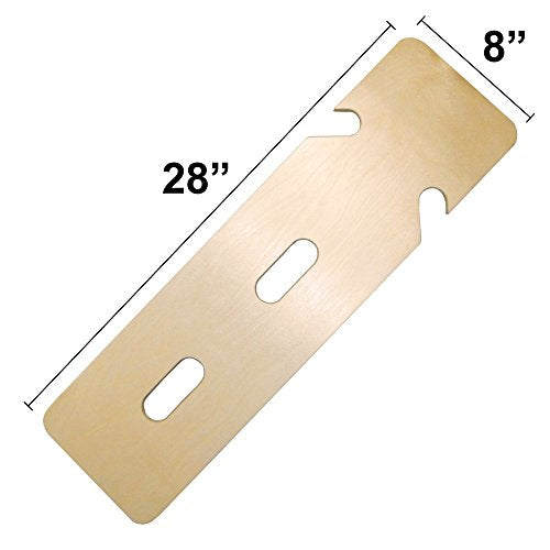 Rehabilitation Advantage Durable Birch Wood Transfer Board with Notches, 3/8” Thick x 28” Long x 8” Wide with Notches and 2 Hand Holes - size: 3/8” Thick x 28” Long x 8” Wide