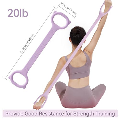 Figure 8 Workout Resistance Band - 3 Elasticities Optional 20 30 40lb, Thicker Durable Arm Back Shoulder Exercise Elastic Rope Yoga Straps Pilates Flexbands, Physical Therapy Stretch Bands - color: 20LB Purple