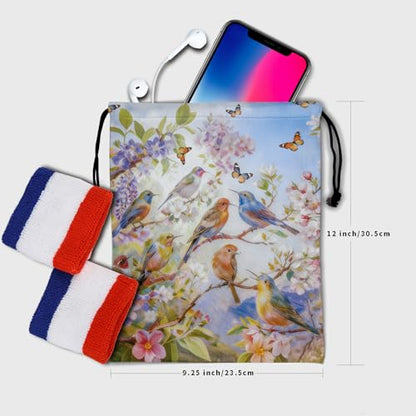 Gymnastics Grip Bag for Gymnasts Gymnastic Drawstring Bag Gym Athlete Bag - color: Spring Bird Blue, size: 9.25" x 12" (Pack of 1)