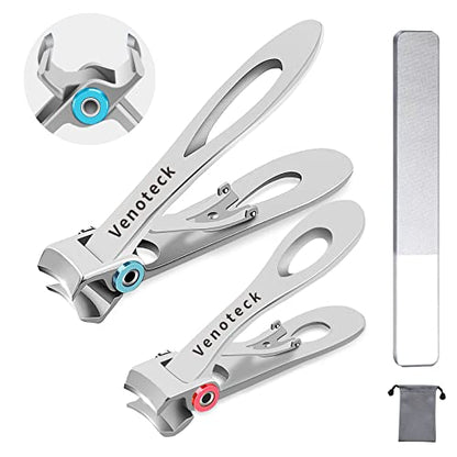 Nail Clippers Set,Fingernail Toenail Clippers for Thick Nails,Nail Clipper for Adult Men Women Seniors - size: Silver with carry sack