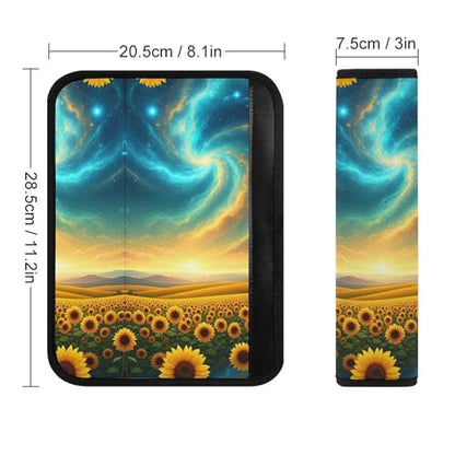 2PCS Soft Padded Car Seat Straps Shoulder Pads for Adult Use, Most Cars, Sunflower Starry Sky Shoulder Protector, Shock Absorption - color: Pattern 477