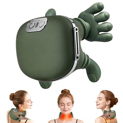 Neck Massager with Heat, Cordless Human-Like Massage, Pain Relief, Green | Neck Massager with 2 Heat Levels and 10-Min Auto Shut-Off, Relax Neck & Shoulders at Home, Office, Breaks or Before Sleep