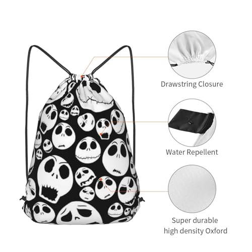 Halloween Skull Drawstring Backpack String Bag Gym Sackpack Lightweight Waterproof Sport Bag for Women Men - color: Halloween Skull