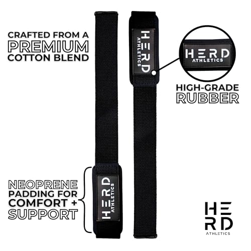 Lifting Wrist Straps – 23" Length x 1.5" Width – Padded Neoprene Cotton Straps for Weightlifting, Powerlifting, Functional Training, Strength Training & Deadlifts – Heavy Duty Grip Support - color: Black/White