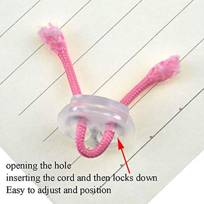 Spring Elastic Fastener Toggles Plastic Cord Lock Buttons Stopper Slider Thread Smooth Hold Tightly - color: Double Holes Clear-17*19mm 40pcs