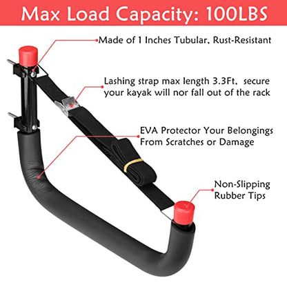 Kayak Storage Racks, Wall Mount Garage Storage Hooks for Kayaks, SUP, Paddle Boards and Surfboards, Heavy Duty Hangers - size: 15.5in-4 Pack