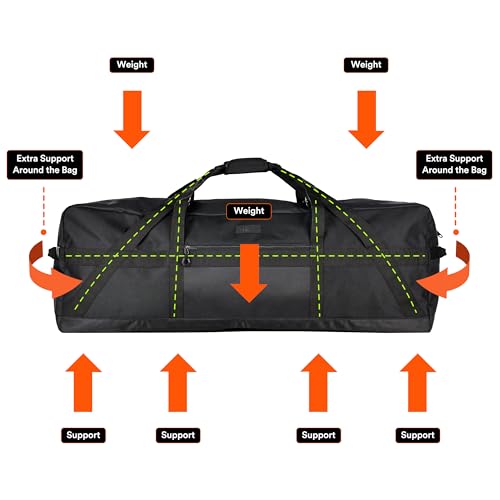 Fitdom 123L 42" Heavy Duty Extra Large Duffle | Upgrade Zipper, Durable and Water Resistant, Camping Bag, Travel Storage, Tent Storage, Sports Equipment Bag, Coaches