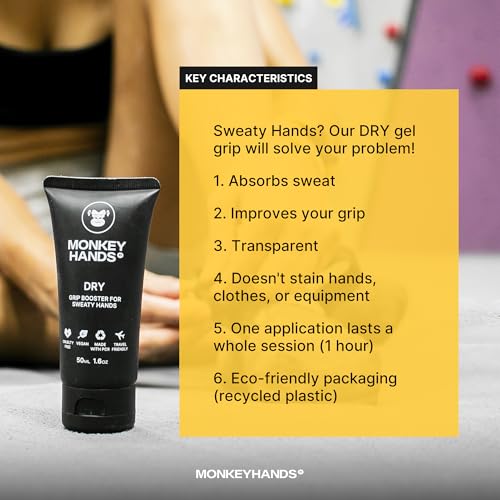 MonkeyHands Dry - Grip Booster - Dry Hands - Overgrip - Padel Racket, Tennis, Golf, Ping Pong, Climbing, Calisthenics, Gym, Pole Dance and more - HighPerformance - Skin friendly, Vegan, Without