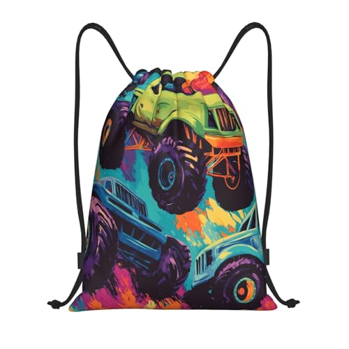 Drawstring Sports Backpacks - Lightweight Swim Gym Bags for Women Men String Sackpack for Beach Travel Yoga(Small, Off-Road Trucks) - color: Off-road Trucks, size: Small