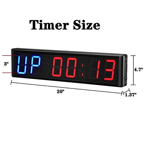 Gym Timer 3 Inch Big Clock Fitness Home Tabata Boxing Count Down and Up with Remote