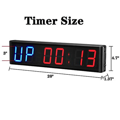 Gym Timer 3 Inch Big Clock Fitness Home Tabata Boxing Count Down and Up with Remote