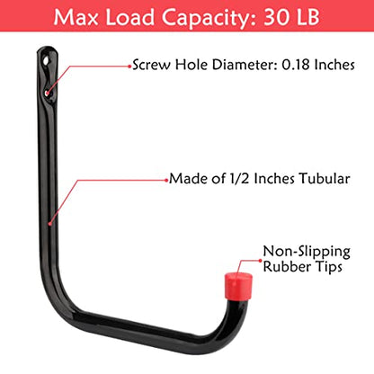 8 Pack Heavy Duty Garage Storage Utility Hooks, 6.7Inch Wall Hangers Ladder Hooks for Garden Tool, Bike, Chair, Hose, Outdoor or Indoor 6.7 x 6.7 x 0.5 inches - size: 6.7inch