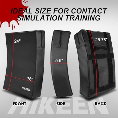 Hikeen Kick Shield Muay Thai Pads, Denser Softer Foam Kick Boxing Pads for MMA, Martial Arts, Karate, Taekwondo, Punching, Foot, Knee and Elbow Target- 24"x16" Blocking Pad with Handles (1PCS)