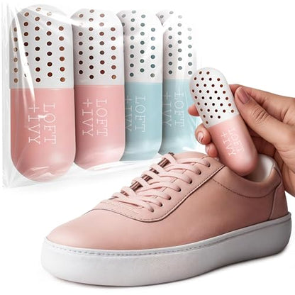 LOFT + IVY Shoe Deodorizer Balls – Ocean Fresh Scented Odor Eaters for Shoes, Gym Bags, Cars & Lockers – Compact Reusable Shoe Smell Remover Freshener Inserts – Long Lasting 4-Pack Sneaker Pills | Compact, Reusable, Long Lasting Odor Eaters — Freshener In