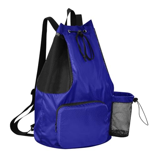Yuiboo Navy Blue Drawstring Gym Bags Climbing Gym Bag with Water Bottle Pocket Cinch Back Sack Wet and Dry Separation