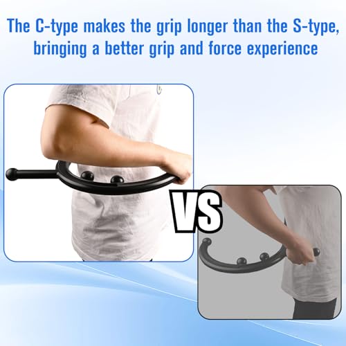 Trigger Point Massage Tool,Two Shapes Handheld Back and Neck Massager for Pain Relief,Muscle Release Tool Manual Massage Hook Back Neck Shoulder Massager Black - Gift for Women & Men - color: Black