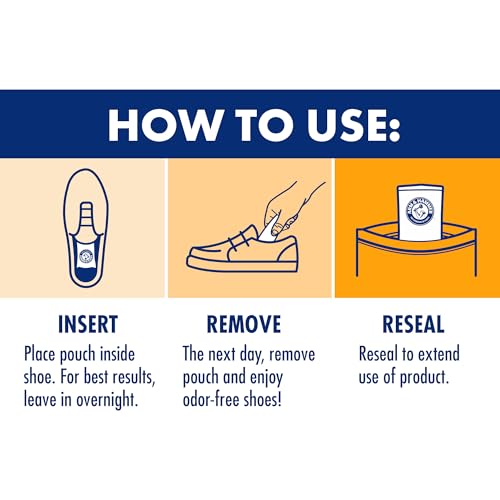 Arm & Hammer In-Shoe Odor Destroying Pouches, Shoe Deodorizer Insert for Reducing Odor and Absorbing Moisture, Smell Eliminator for All Footwear, Gym Bags and Work Boots (4 Pouches)