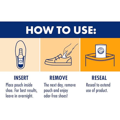 Arm & Hammer In-Shoe Odor Destroying Pouches, Shoe Deodorizer Insert for Reducing Odor and Absorbing Moisture, Smell Eliminator for All Footwear, Gym Bags and Work Boots (4 Pouches)