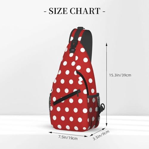 Polka Dots Crossbody Sling Bags for Women Men Abstract White Small Circle Dot on Red Background Travel Sling Backpack Casual Shoulder Bag Dice Design Dot Pattern Gym Sports Hiking Daypack - color: White Red