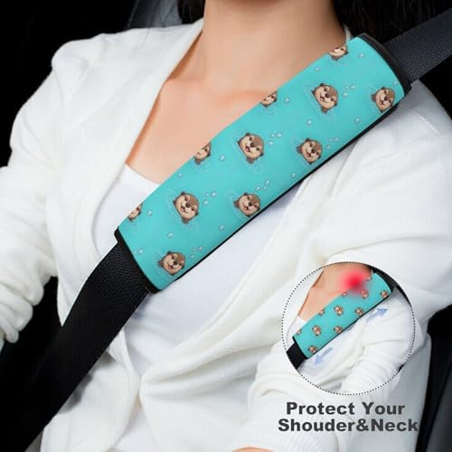 2 Pack Cute Sea Otter Seat Belt Cover Universal Fit Shoulder Harness Cover for Girls and Boys, Car Seats Pushchair Strollers High Chair Pushchair - color: Pattern 425