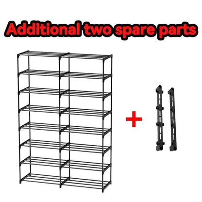 Large Shoe Rack Organizer, 2-Row 8-Tier Tall Shoe Storage Shelf for Closet, Entryway, Garage, Metal Free Standing Shoe Holder for 28-32 Pairs Shoes, Sturdy Stackable Shoe Stand for Bedroom - size: 2 Row 8 Tier