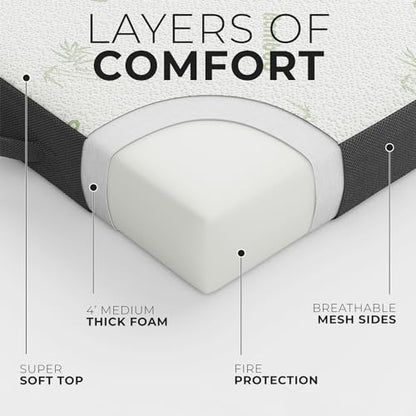 Cozzzi Folding Mattress - Twin Size Trifold Foam Mattress Topper with Removable Cover - Lightweight and Portable Sleeping Mat - Compact and Easy to Storage 75" x 31" x 4” (Grey) - size: Cot (75in x 31in x 4in), style: Gray
