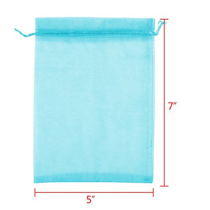 Boshen 100/200PCS Organza Gift Candy Sheer Bags Mesh Jewelry Pouches Drawstring Bulk for Wedding Party Favors Christmas (5" X 7"(200PCS), Teal Blue) - color: Blue-5" X 7"(200PCS)