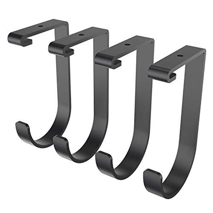 FLEXIMOUNTS 4 Pack Add-On Storage Flat Hooks, Black | Accessory for Garage Ceiling Rack and Wall Shelving, Max Weight Capacity up to 50 lbs - color: Black