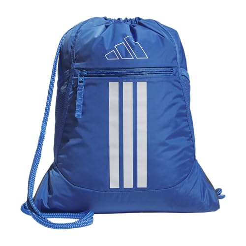 adidas Alliance Sackpack – Drawstring Backpack for Sports, Small Gym Bag, Ray Blue/White/3, OSFA - color: Ray Blue/White/3