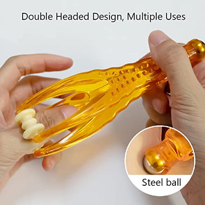 2 Pack Finger Massager,Finger Roller,Handheld Finger Massage Tool for Blood Circulation and Stress Relief,Plastic Double Rubber Roller Massager (with Steel Ball)