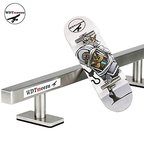 Wood Fingerboard and Finger Skateboard Flat Rail Set Fingerboard with Bearing Wheels and Professional Prop for MINI Skateboard Rail Made of Metal 10" Long