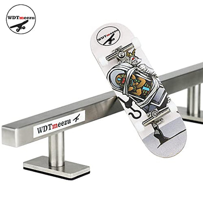 Wood Fingerboard and Finger Skateboard Flat Rail Set Fingerboard with Bearing Wheels and Professional Prop for MINI Skateboard Rail Made of Metal 10" Long
