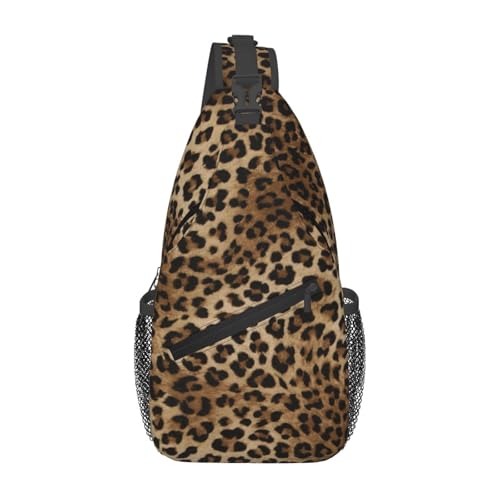 Leopard Print Crossbody Sling Bags for Women Men Brown Animal Skin Pattern of Wild Animal Strong Panthera Sling Backpack Casual Chest Shoulder Bag Cute Cheetah Print Travel Hiking Daypack - color: Brown