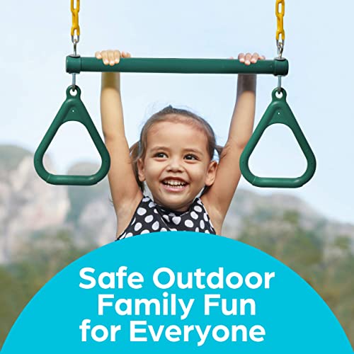 Jungle Gym Kingdom Swing Sets for Backyard, Monkey Bars & Swingset Accessories - Set Includes 18" Trapeze Swing Bar & 48" Heavy Duty Chain with Locking Carabiners - Outdoor Play Equipment (Green) - color: Green