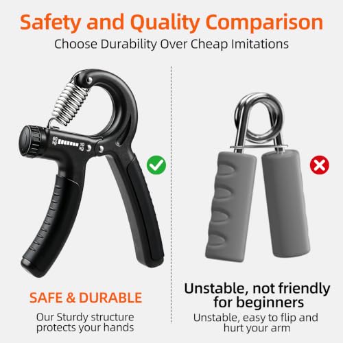 Hand Grip Strengthener Set Resistance Gripper for Forearm Training Adjustable Carpal Tunnel Rehab, Climbing, Weightlifting - color: Black