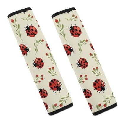 2PCS Cute Ladybugs Seat Belt Cover Breathable Automotive Seat Belt Protector for Adult Use, Most Cars, Pressure Relief - color: Pattern 167