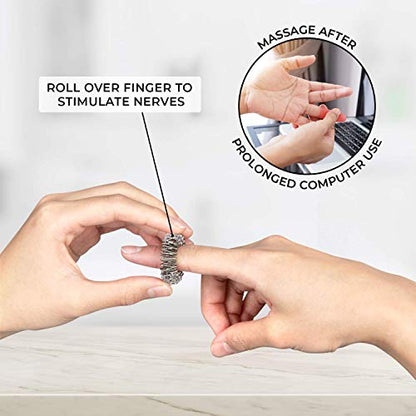 Lindo FingerCare Massager Finger Massage System | Includes One Finger Roller, Two Massage Rings, Joint Care