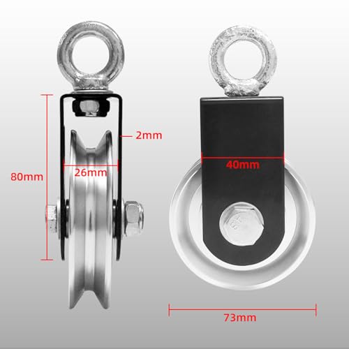 Duty Lightweight Aluminum Cable Pulleys Smooth Silent Pulley Wheel Snatch Block Accessories Aluminum Pulley - color: C