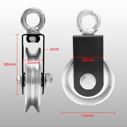 Duty Lightweight Aluminum Cable Pulleys Smooth Silent Pulley Wheel Snatch Block Accessories Aluminum Pulley - color: B