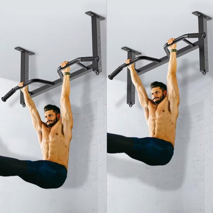 Kipika 32" Ceiling Mounted Pull Up Bar - Heavy Duty, Highly Adjustable, Multifunctional Chin Up Bar - Home Gym System with Punching Bag Hanger and Resistance Bands Training - color: Ceiling Mounted Pull Up Bar