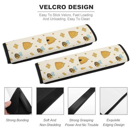 1 Pair Universal Soft and Comfortable Car Seat Belt Pad for Girls and Boys, Most Cars, Honey Bee Harness Pads Strap, Neck and Shoulder Support - color: Pattern 1115