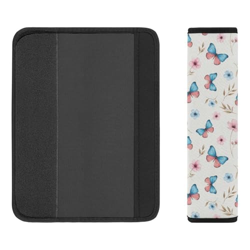 Universal Soft and Comfortable Seat Belt Cover for Adult Use, Stroller Pushchair High Chair, 2 Pack Butterfly Flowers Floral Shoulder Harness Cover - color: Pattern 282