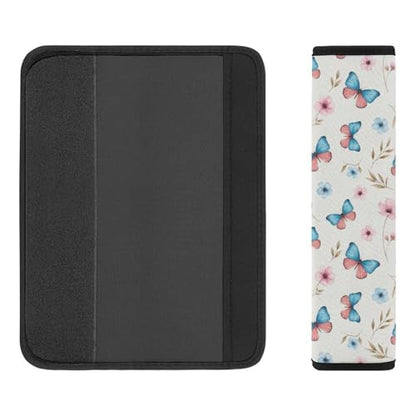 Universal Soft and Comfortable Seat Belt Cover for Adult Use, Stroller Pushchair High Chair, 2 Pack Butterfly Flowers Floral Shoulder Harness Cover - color: Pattern 282