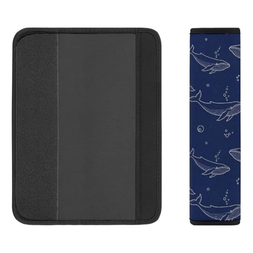 2 Pack Universal Soft and Comfortable Seat Belt Cover for Kids, Car Seats Pushchair Strollers High Chair Pushchair, Navy Blue Whales Seat Belt Cushion - color: Pattern 547