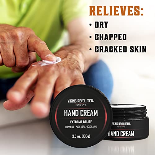 Viking Revolution Men's Hand Cream - Repair Cream for Dry, Cracked Hands - Aloe Vera Treatment with Vitamin E (3.5oz) (Pack of 2) - size: 1 Ounce (Pack of 2)