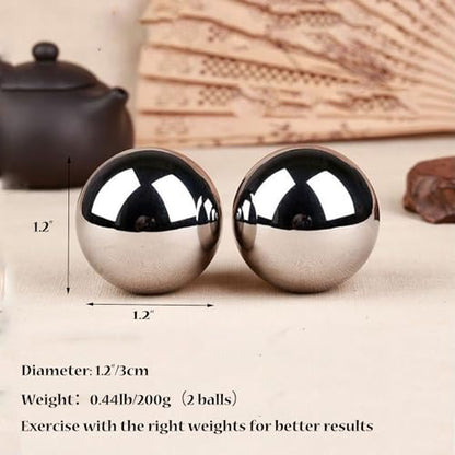 Stainless Steel Baoding Balls Set, 1.2 Inches Chinese Health Balls, Metal Stress Relief Hand Massage Balls No Chime for Hand Exercise, Hands Therapy - size: Small-1.2"